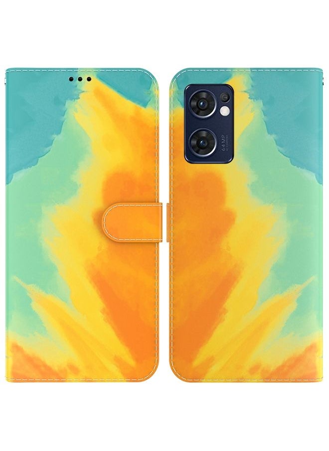 HuHa - Case Cover For OPPO Reno7 5G Foreign Version & Taiwan Version / Find X5 Lite Watercolor Pattern Horizontal Flip Leather Phone Case Autumn Leaf Color - Image 1