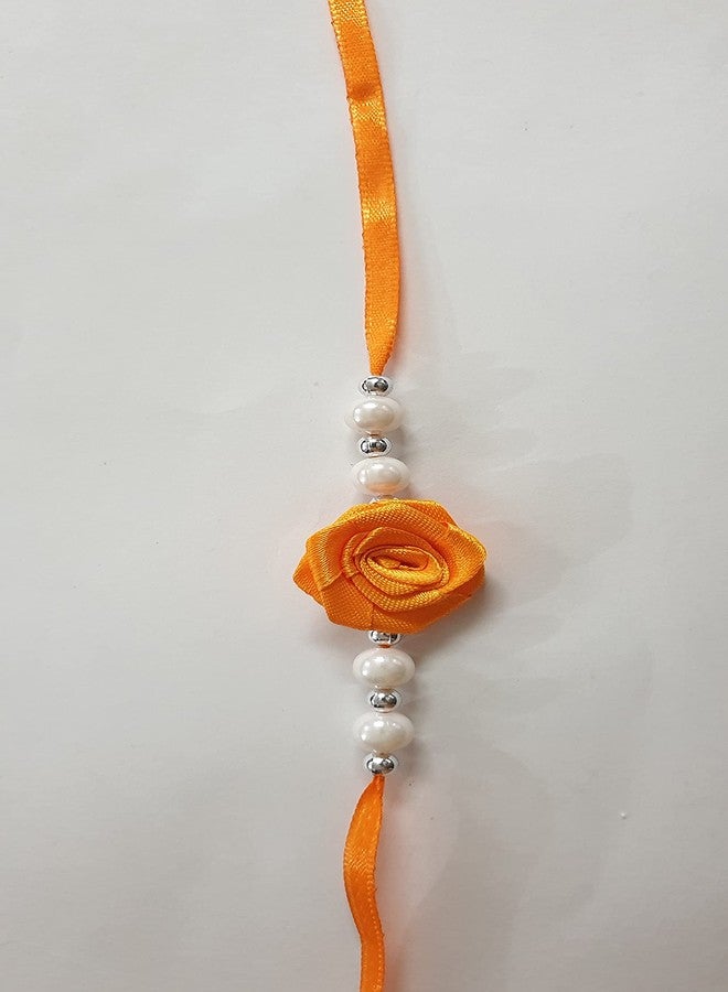 Belleza Crafting with Creativity Combo of 5 Orange Colour Handmade Rakhi for Brothers, bhabhi for Rakshabandhan Festival (Pack of 5 Rakhi) - Image 3