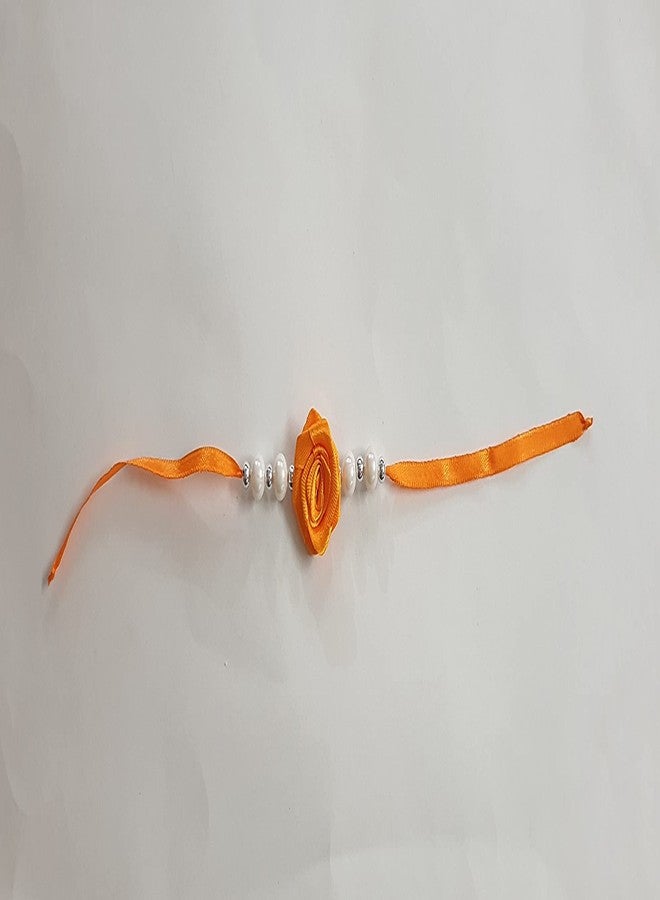 Belleza Crafting with Creativity Combo of 5 Orange Colour Handmade Rakhi for Brothers, bhabhi for Rakshabandhan Festival (Pack of 5 Rakhi) - Image 2