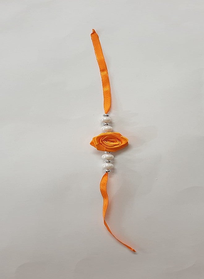 Belleza Crafting with Creativity Combo of 5 Orange Colour Handmade Rakhi for Brothers, bhabhi for Rakshabandhan Festival (Pack of 5 Rakhi) - Image 1