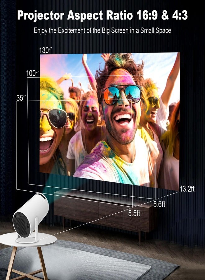 DreamFair Mini Projector with WiFi and Bluetooth, 4K 1080P Support Portable Projector, 170 ANSI, 180° Rotatable, Auto Keystone Correction, 40"-130" Screen Video Projector for Laptop/PC/Smartphone - Image 3
