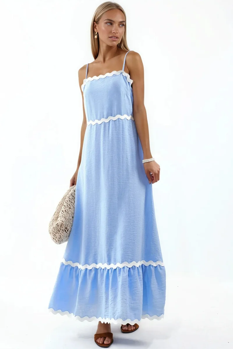 جينيفر Strapless Linen Maxi Dress
