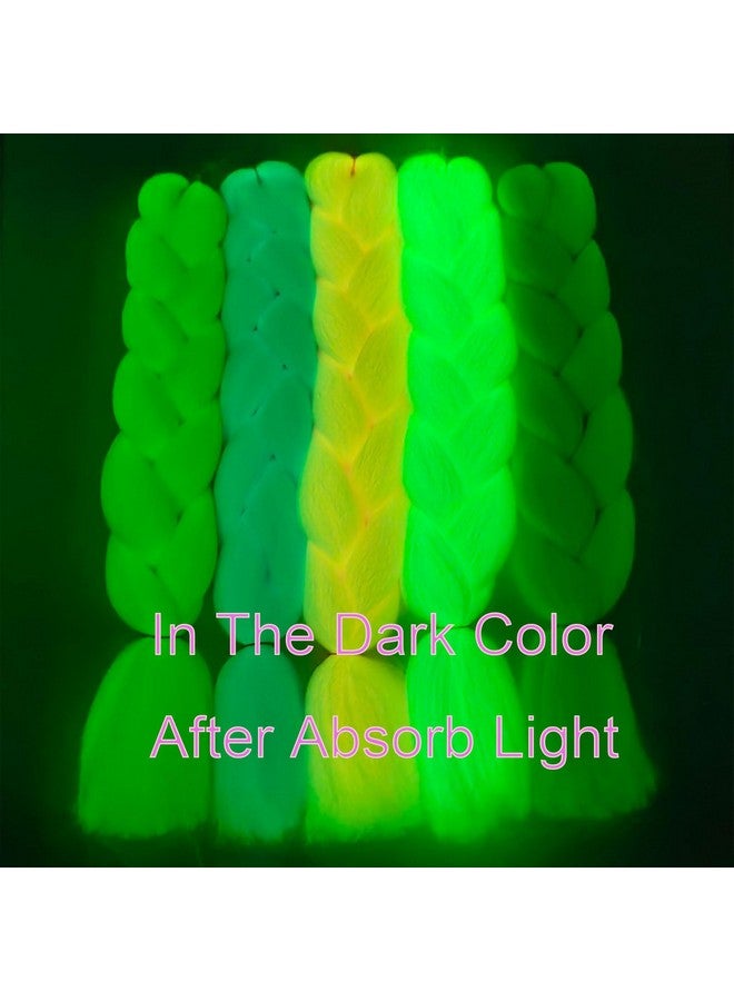 Ms Aloe Colorful Braiding Hair Glow In Dark Hair Extensions Kanekalon Jumbo Braiding Hair 5Pcs Luminous Rainbow Braiding Hair For Braids Multcolor Glowing Braiding Hair Extensions  - Image 4