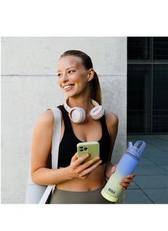 BEOLA Motivational Water Bottle with Time Markers and Straw Lid - 750ml, Violet Mist  - Image 5
