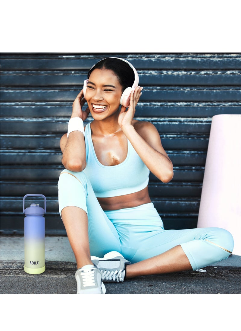 BEOLA Motivational Water Bottle with Time Markers and Straw Lid - 750ml, Violet Mist  - Image 4