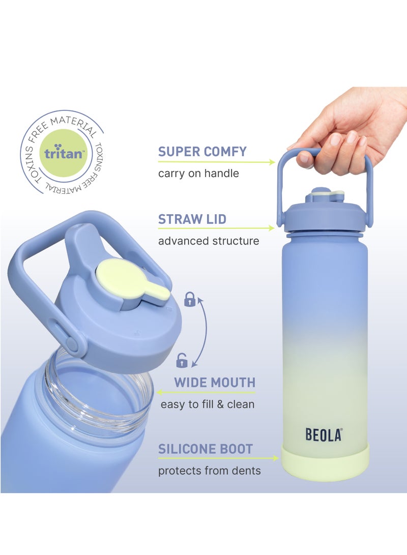 BEOLA Motivational Water Bottle with Time Markers and Straw Lid - 750ml, Violet Mist  - Image 3