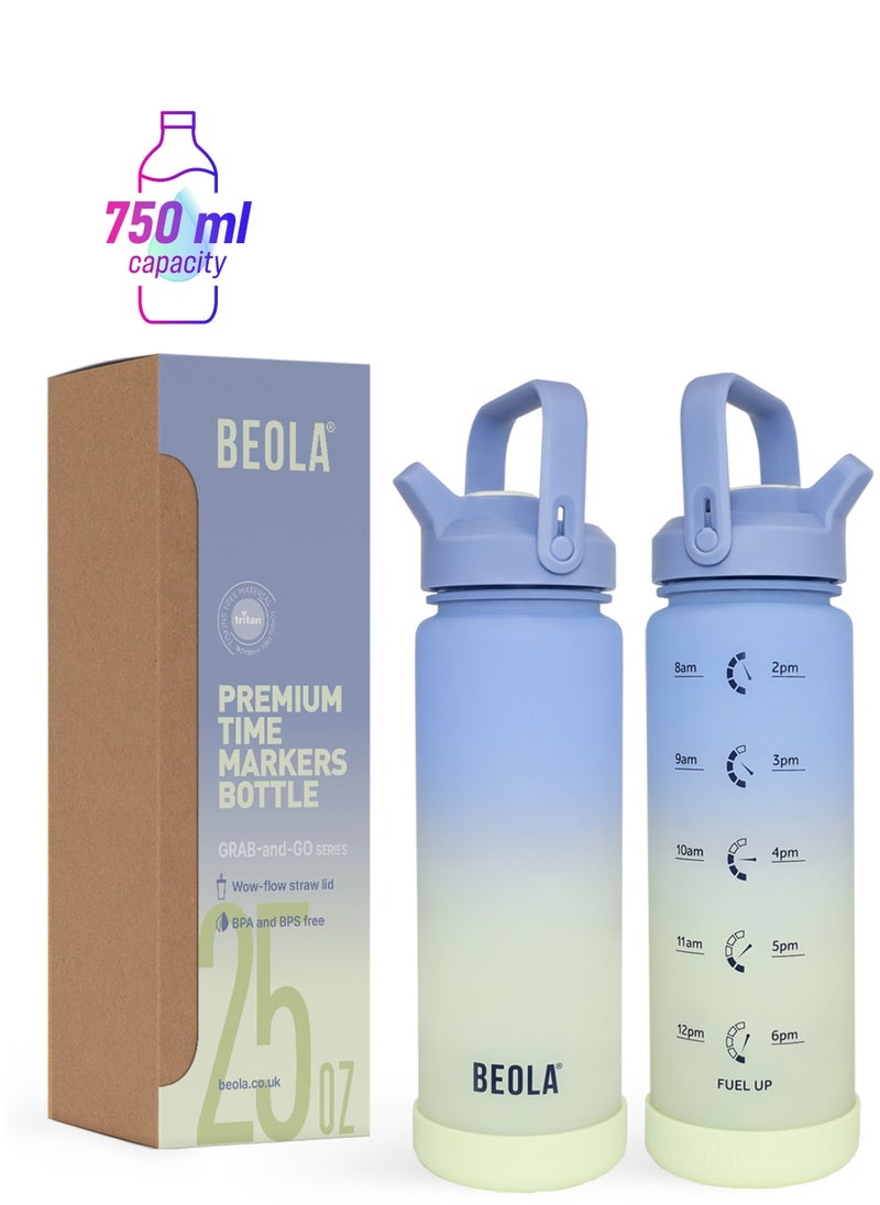 BEOLA Motivational Water Bottle with Time Markers and Straw Lid - 750ml, Violet Mist  - Image 1