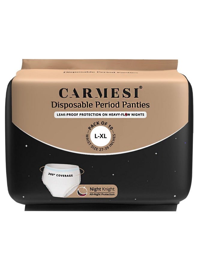 CARMESI Disposable Period Panties For Women - Pack Of 10 (L-Xl) | 360° Protection For Super Heavy Flow | Leak Proof & No Rashes | Maternity Panties | All Night Protection | Ultra Absorbent Core  - Image 1