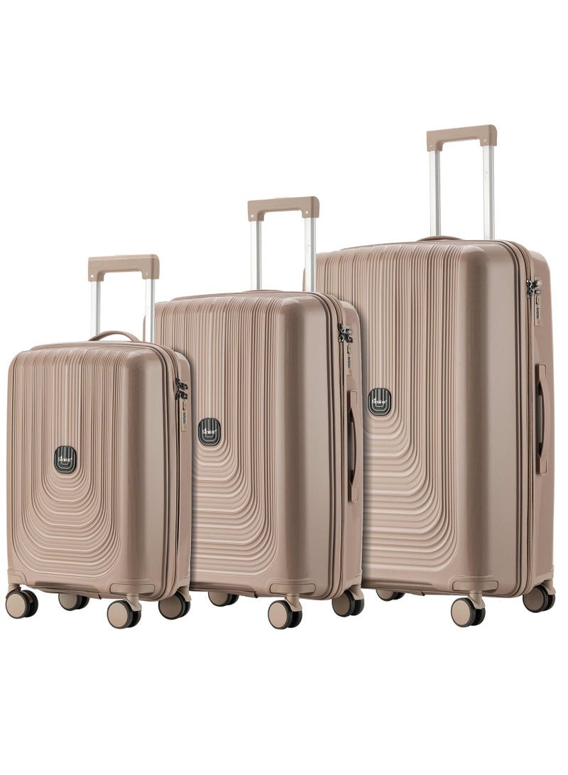 SENATOR Unisex PP Fashion Trolley Luggage Set Lightweight Hard-Shell Spinner luggage with 360° Degree 4 Twin Wheel and Safe Zippers KH1009 Khaki - Image 1