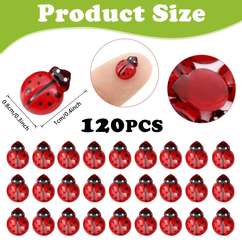 Qupiva 120Pcs Mini Luminous Ladybug  Tiny Resin Ladybug Miniature Figurines  Glow In Dark Animals For Fairy Garden Dollhouse Micro Landscape Decor - Image 4
