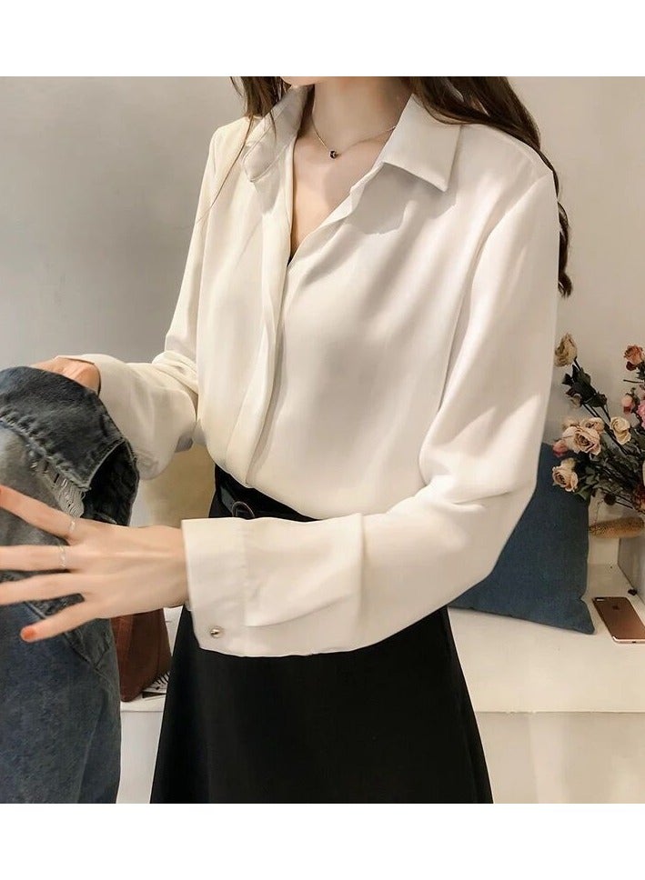 Shougu New Temperament Solid Color Shirt Women's Long Sleeved Shirt  - Image 1