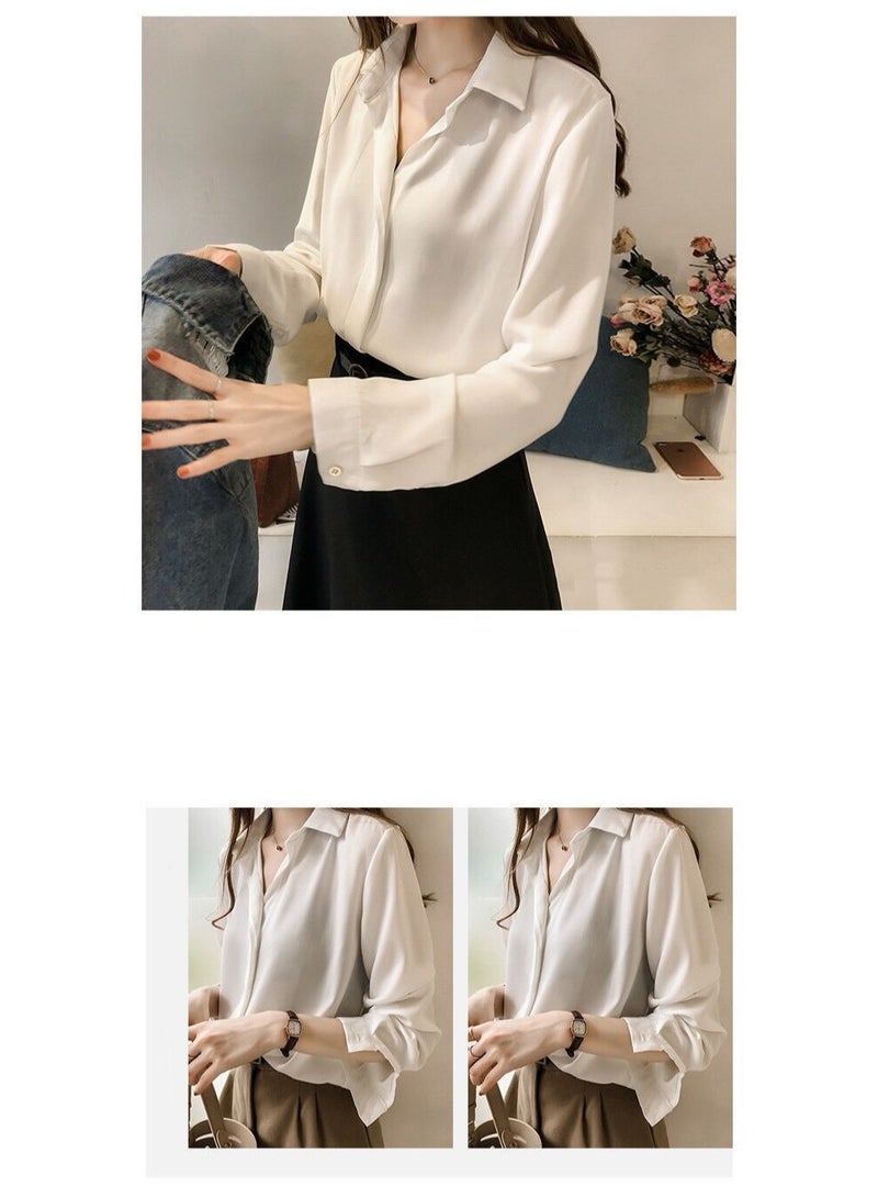 Shougu New Temperament Solid Color Shirt Women's Long Sleeved Shirt  - Image 2