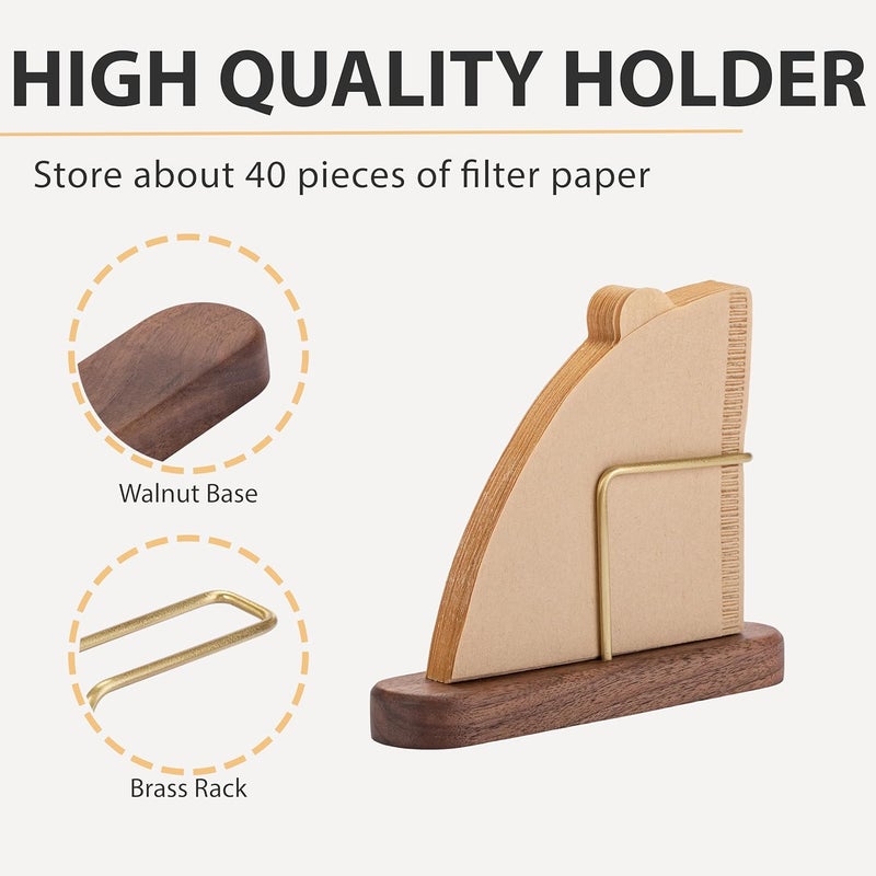 VANDROOP Coffee Filter Holder, Cone Coffee Filter Holder Storage, Coffee Filter Stand for Coffee Filters Size #01 and #02 (Walnut) - Image 2