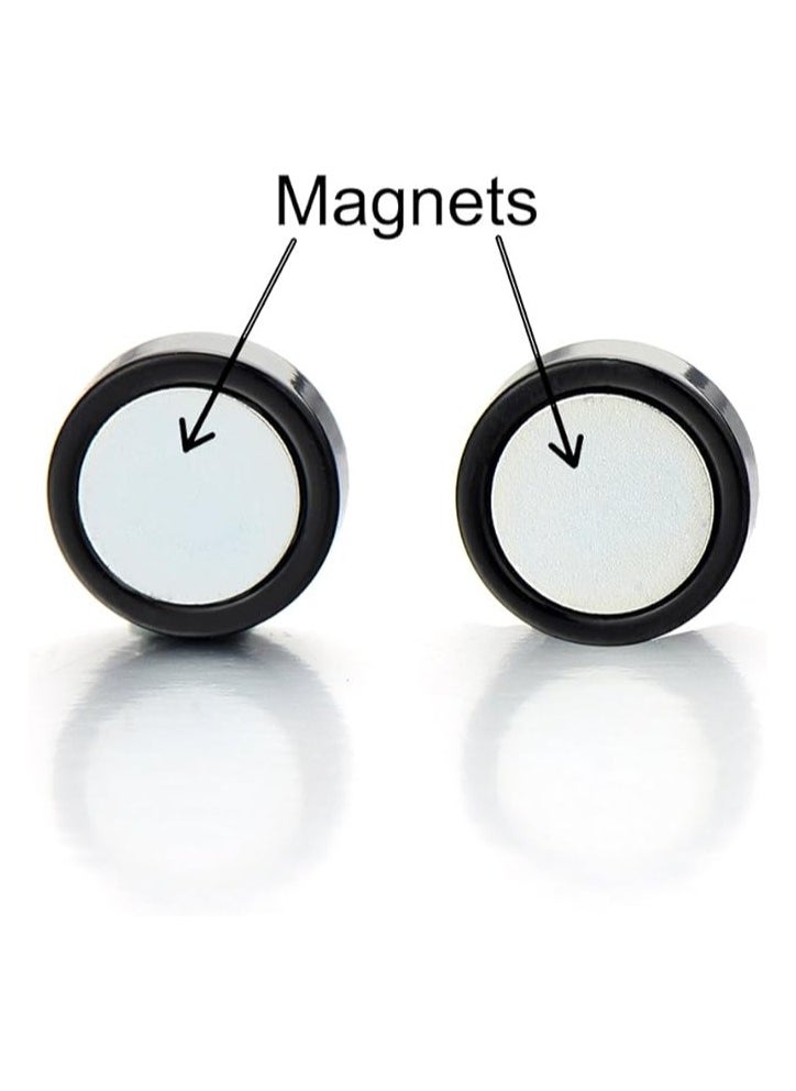 Bluelans 2pcs Magnetic gold  Circle Stud Earrings for Men Women, Non-Piercing Clip On Cheater Fake Ear Gauges  - Image 2