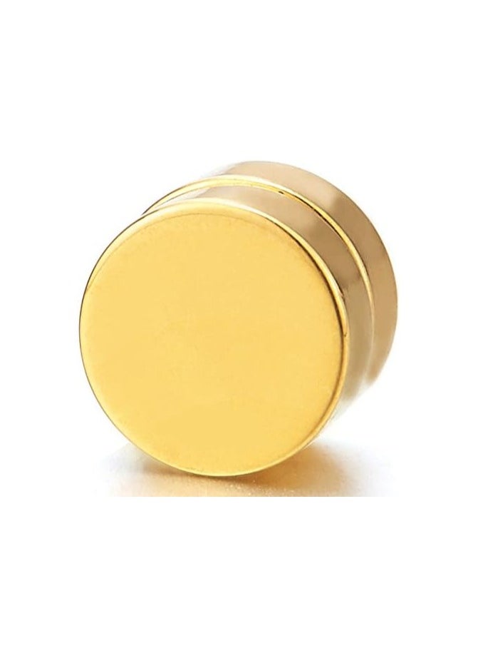 Bluelans 2pcs Magnetic gold  Circle Stud Earrings for Men Women, Non-Piercing Clip On Cheater Fake Ear Gauges  - Image 3