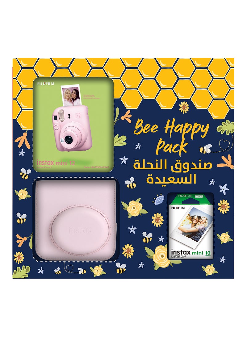 FUJIFILM Instax Camera Mini 12 Bee Happy Pack (Blossom Pink) - Image 1