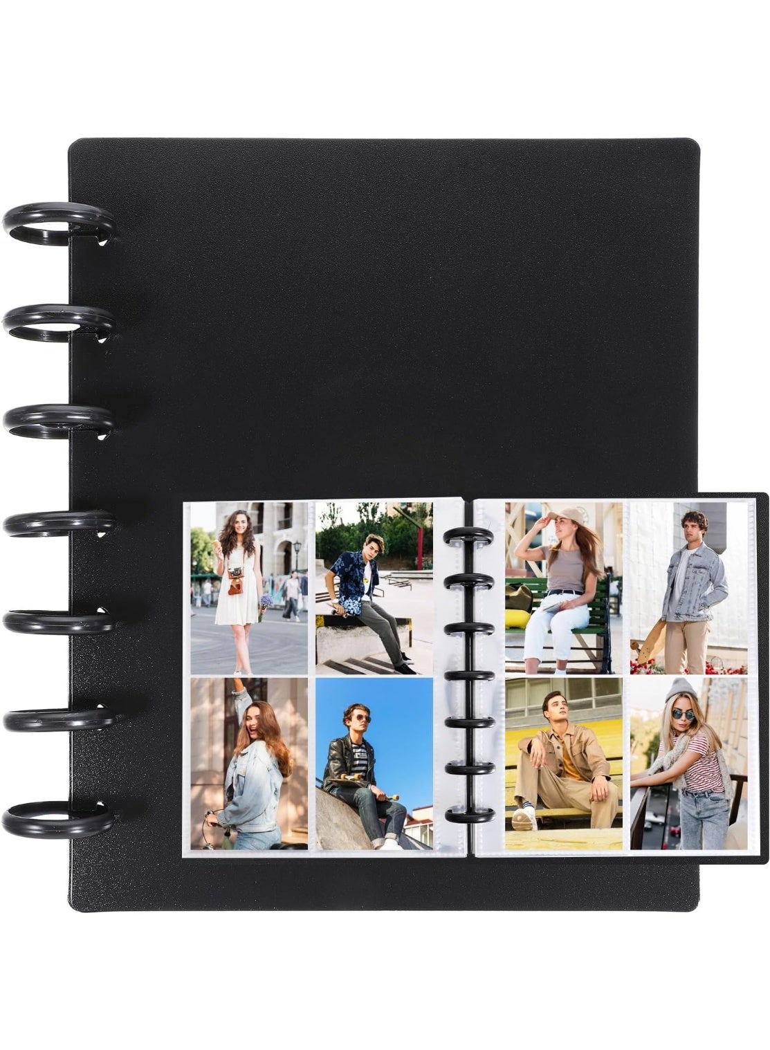 DIY Kpop Photo Card Binder 2x3 Mini Album - 120 Pockets, 30 Removable Sleeves, A5 Idol Business Cards, Small Polaroid Photo Clip Book for Travel and Memories (Black)