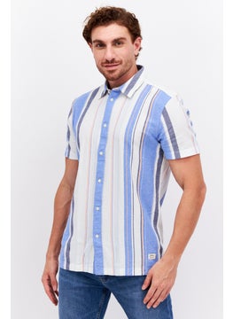 Men Regular Fit Stripe Short Sleeves Casual Shirt, Blue - pzsku/Z2207575F93A0C6C8E2B3Z/45/_/1726109213/f9c7ceed-1be6-4dfc-b7ff-0f443d6689da