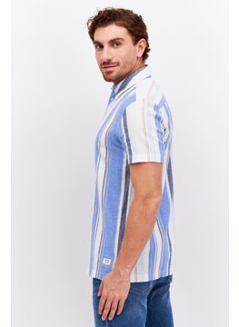 Men Regular Fit Stripe Short Sleeves Casual Shirt, Blue - pzsku/Z2207575F93A0C6C8E2B3Z/45/_/1729779398/daae9f17-2463-4b0e-a774-0774bdded56f