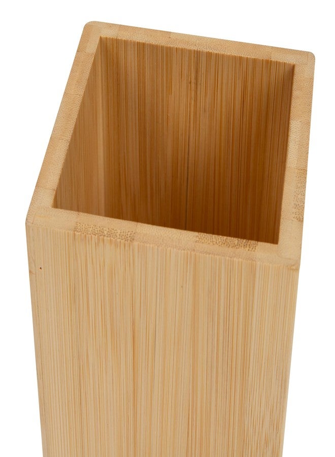 Mind Reader Pen Cup, Accessory Holder, Desktop Organization, Office, Bamboo, 3.5"L x 3.5"W x 3.875"H, Brown - Image 4