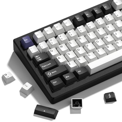 COSTOM Womier Double Shot PBT Keycaps Set 138 Keys, Cherry Profile Custom Keycaps 60 65 75 100 Percent for 61/64/68/84/87/100/104/108 Retro Gaming Mechanical Keyboard (Black White2) - Image 1