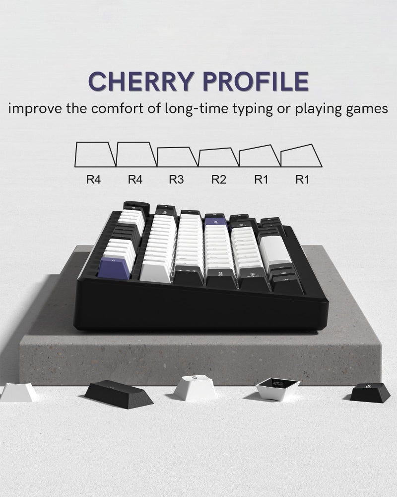 COSTOM Womier Double Shot PBT Keycaps Set 138 Keys, Cherry Profile Custom Keycaps 60 65 75 100 Percent for 61/64/68/84/87/100/104/108 Retro Gaming Mechanical Keyboard (Black White2) - Image 4