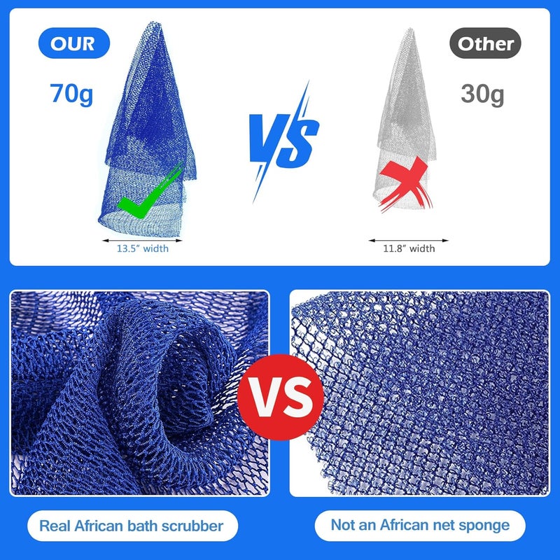 ZOCY African Net Sponge Authentic Exfoliating Body Scrubber for Bath and Shower Multiple Textures with Gentle Deep Exfoliating and Rich Lather for All Skins Blue - Image 4