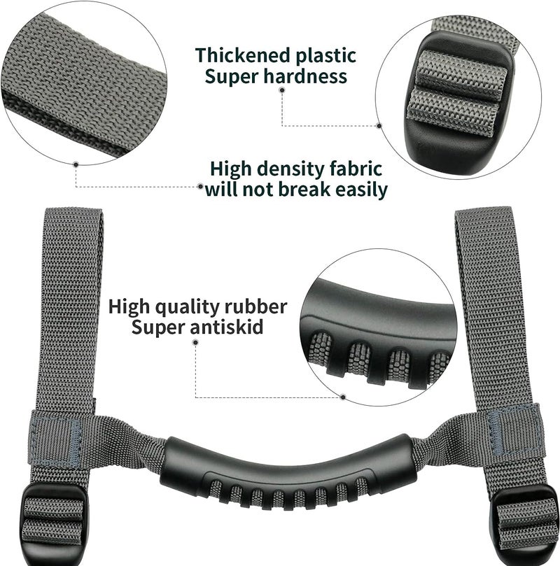 Bentolin 4 x Roll Bar Grab Handles Grip Handle Holder Compatible with Jeep Wrangler Accessories 1987-2021 YJ TJ LJ JK JL Sports Sahara Freedom Rubicon X & Unlimited (Grey) - Image 3