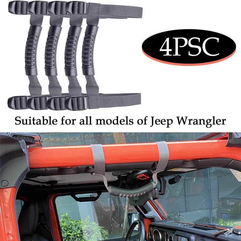 Bentolin 4 x Roll Bar Grab Handles Grip Handle Holder Compatible with Jeep Wrangler Accessories 1987-2021 YJ TJ LJ JK JL Sports Sahara Freedom Rubicon X & Unlimited (Grey) - Image 5