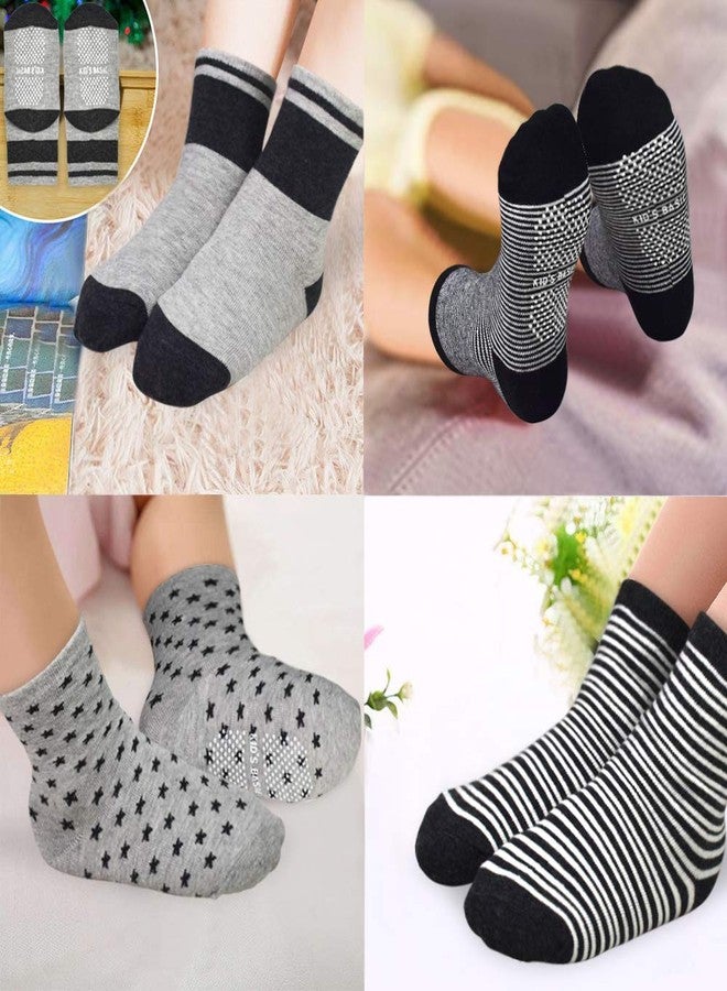 Tphon 12 Pairs Non Slip Toddler Baby Socks Boys Girls Kid Non Skid Sticky Crew Socks with Grips for 1-3 Years Old Infants Children - Image 5