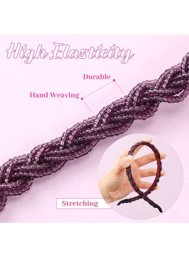 MTLEE 6 Pieces Beaded Headbands for Women Sparkly Crystal Beaded Hair Hoop Hairbands Multiple Color Hair Accessories Head Bands Christmas Gift(Bright Colors) - Image 2