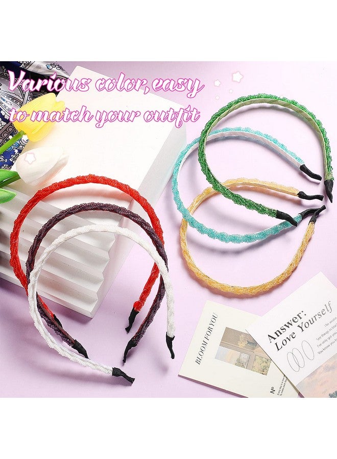 MTLEE 6 Pieces Beaded Headbands for Women Sparkly Crystal Beaded Hair Hoop Hairbands Multiple Color Hair Accessories Head Bands Christmas Gift(Bright Colors) - Image 5