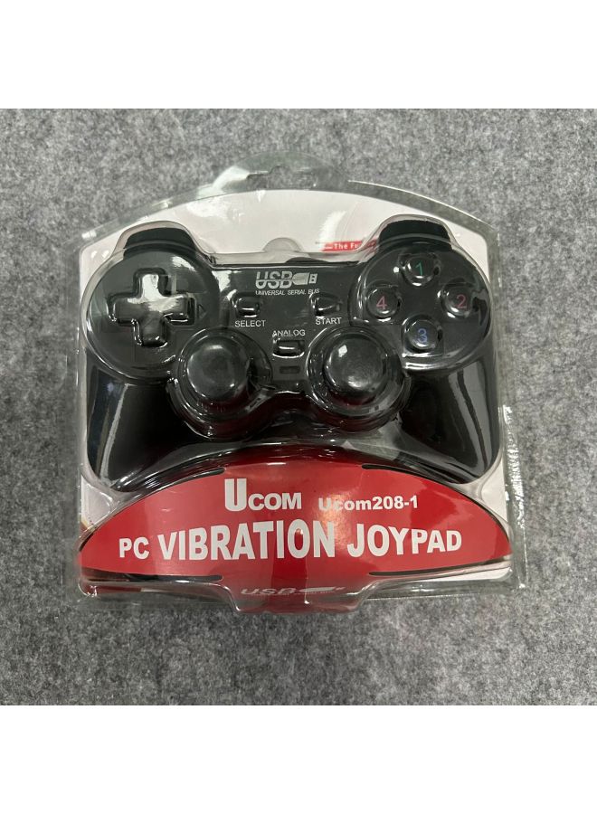 USB Wired Gamepad For PC Computer D-input Game Controller For Arcade Fighters-Product Color:Black With Vibration Strap Packaging - Image 1