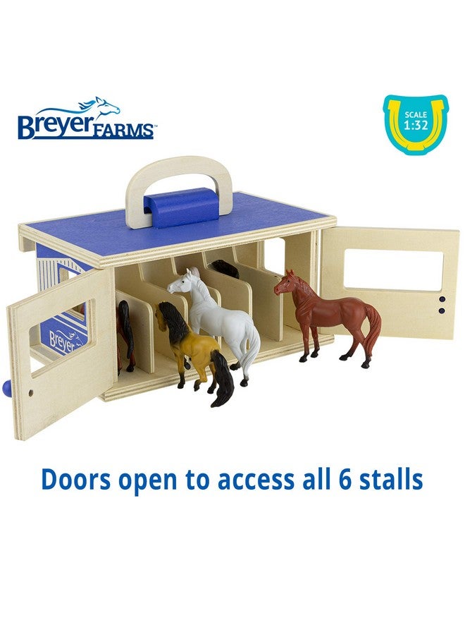Breyer Breyer Horses Farms Wooden Stable Playset with 6 Horses | 6 Piece | 6 Stablemates Horses Included | 6” H x 9” L x 2.5” D | 1:32 Scale | Model #59217, Multi - Image 4