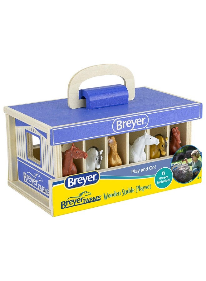 Breyer Breyer Horses Farms Wooden Stable Playset with 6 Horses | 6 Piece | 6 Stablemates Horses Included | 6” H x 9” L x 2.5” D | 1:32 Scale | Model #59217, Multi - Image 3