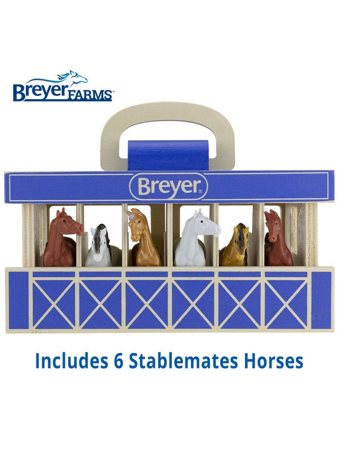 Breyer Breyer Horses Farms Wooden Stable Playset with 6 Horses | 6 Piece | 6 Stablemates Horses Included | 6” H x 9” L x 2.5” D | 1:32 Scale | Model #59217, Multi - Image 5