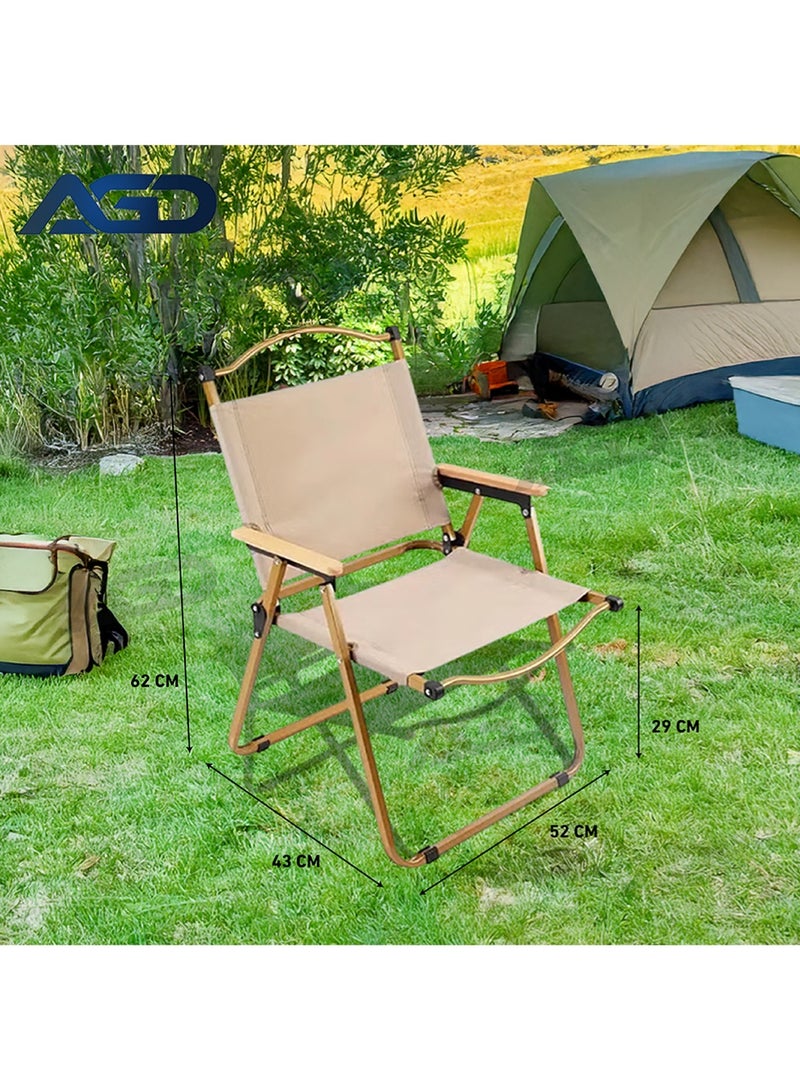 AGD Comfortable Folding Chair for Hiking, Camping, and Travel, Easy to Carry and Store, Golden - Image 4