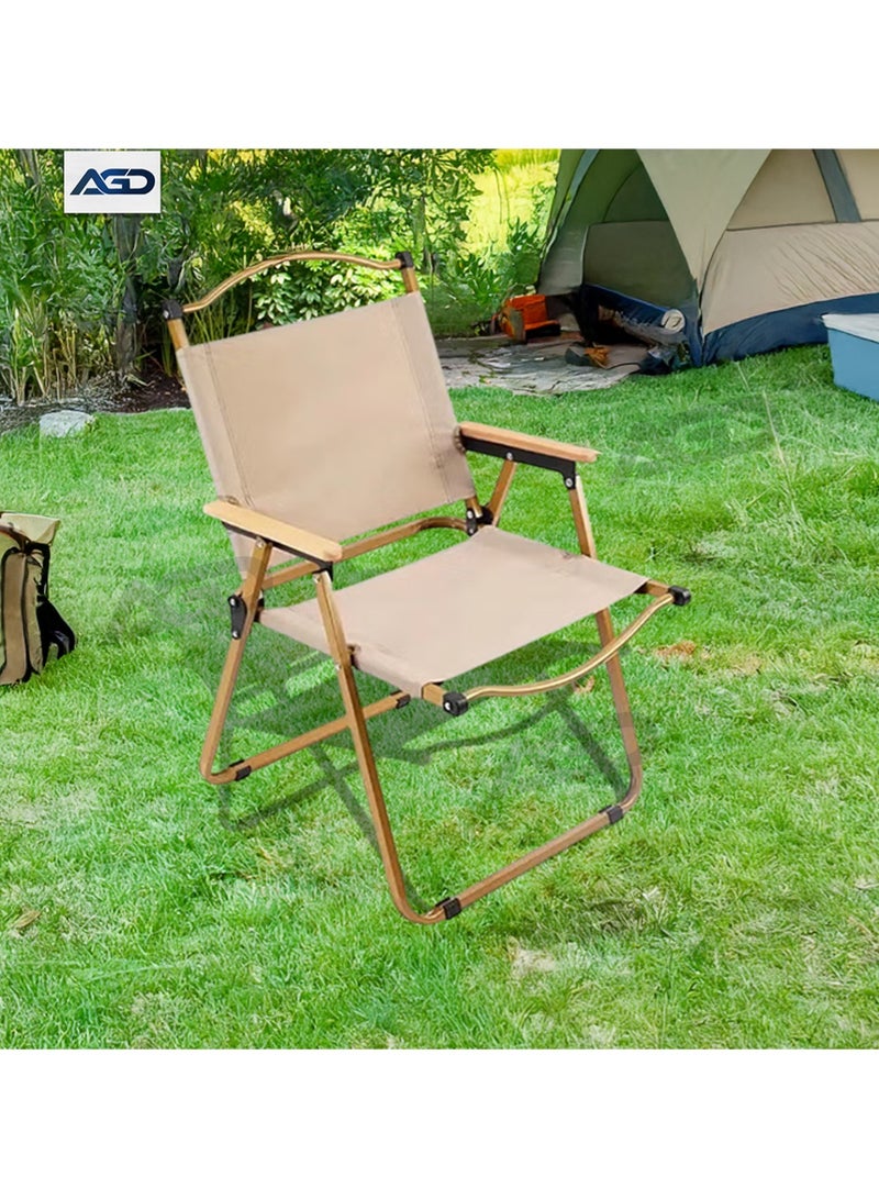 AGD Comfortable Folding Chair for Hiking, Camping, and Travel, Easy to Carry and Store, Golden - Image 1