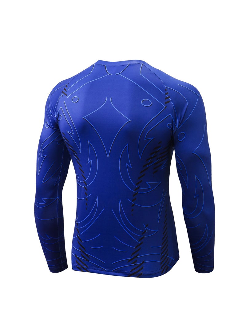 Men Quick Dry Breathable Long Sleeve T-Shirt Blue - Image 2