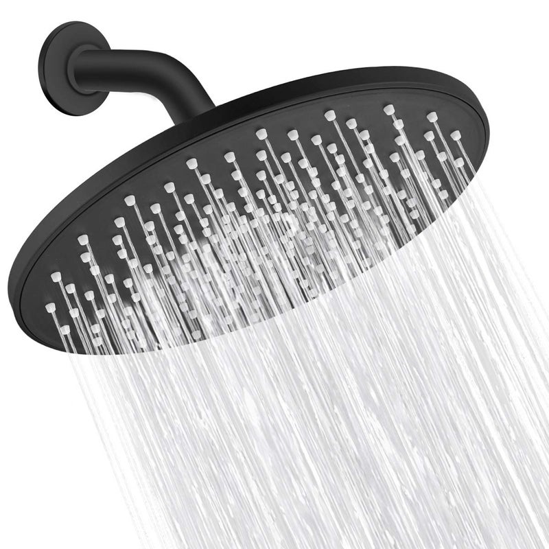VMASSTONE Rain Shower Head VMASSTONE 9In High Pressure Showerhead - Tool Free Installation- with Large Spray Surfaces and 200 Nozzles for Delicate and Unstimulate Shower Experience (EM-001 Matte Black/Black) - Image 1