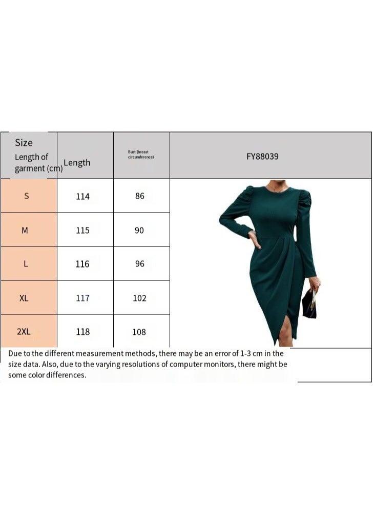 general Solid-color Fitted Dress With Irregular Slit At The Waist - Image 3