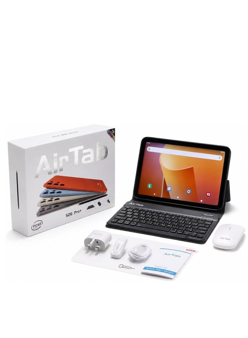 AIR TAB AirTab S26 Pro+ 10.1 Inch Android 15 Tablet PC with Wireless Keyboard Mouse Bluetooth Headset 24GB RAM 1TB Storage 10000mAh Battery Dual Camera WiFi Arabic Keyboard Bundle - Image 1