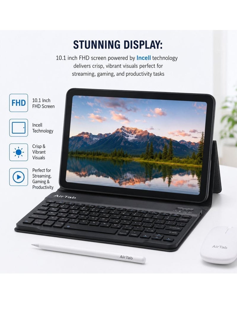 AIR TAB AirTab S26 Pro+ 10.1 Inch Android 15 Tablet PC with Wireless Keyboard Mouse Bluetooth Headset 24GB RAM 1TB Storage 10000mAh Battery Dual Camera WiFi Arabic Keyboard Bundle - Image 5