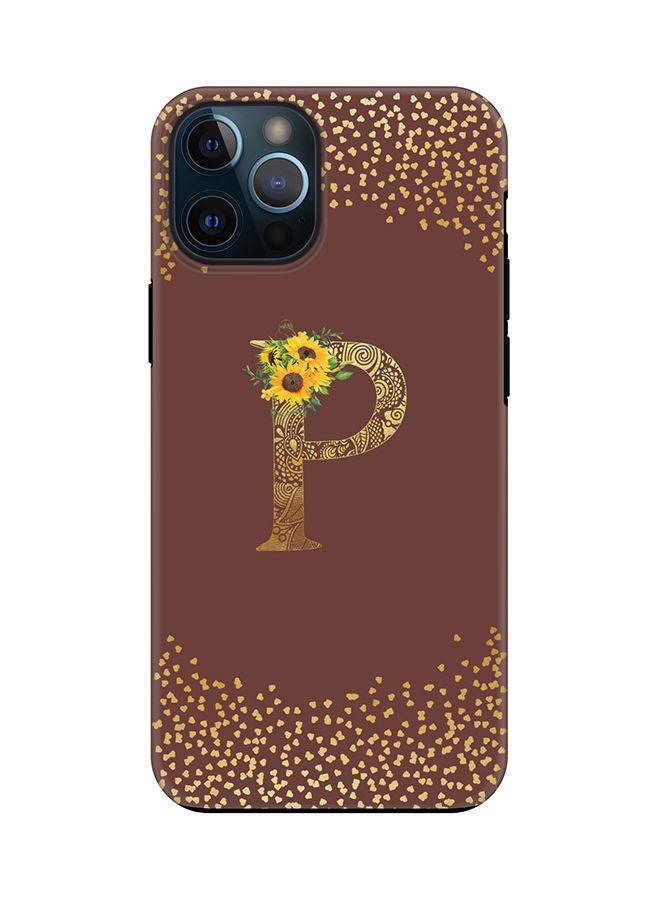 Stylizedd Monogram Tough Series for Apple iPhone 12 Pro Max Custom Initials Floral Mandala Pattern Tough Pro Dual Layer hybrid PC inner TPU protection Alphabet- P (Brown) - Image 1