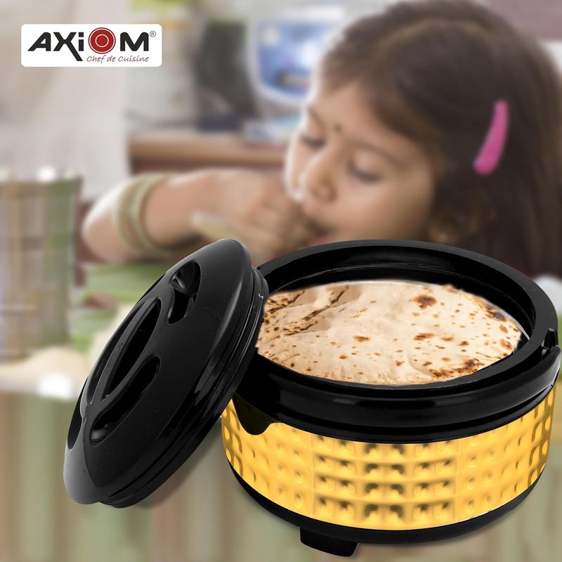AXIOM Stainless Steel Hotpot Casserole with Double Wall Insulation Thermo Steel Serving Bowl for RotiRiceCurry with lid Handle Golden Hamerred Mirror Finish - Image 4