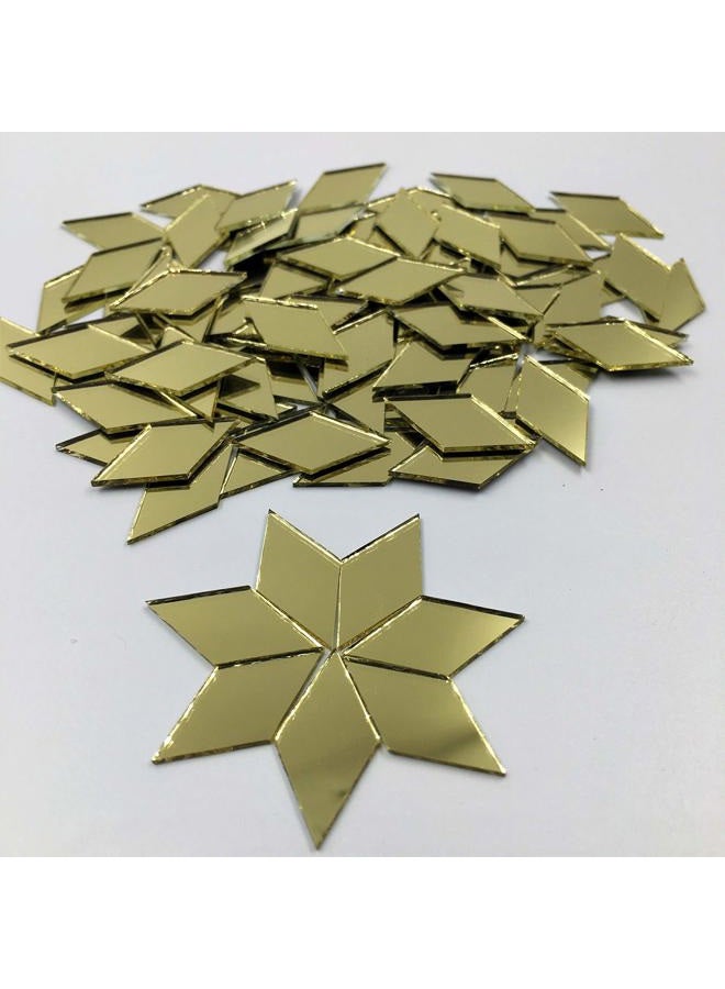 NUORUI 1" x 1/2" Diamond Shape Mirror Mosaic Tiles Gold Colored Craft Mirror Pieces (Pack of 100) - Image 1