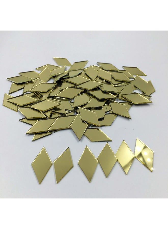 NUORUI 1" x 1/2" Diamond Shape Mirror Mosaic Tiles Gold Colored Craft Mirror Pieces (Pack of 100) - Image 2