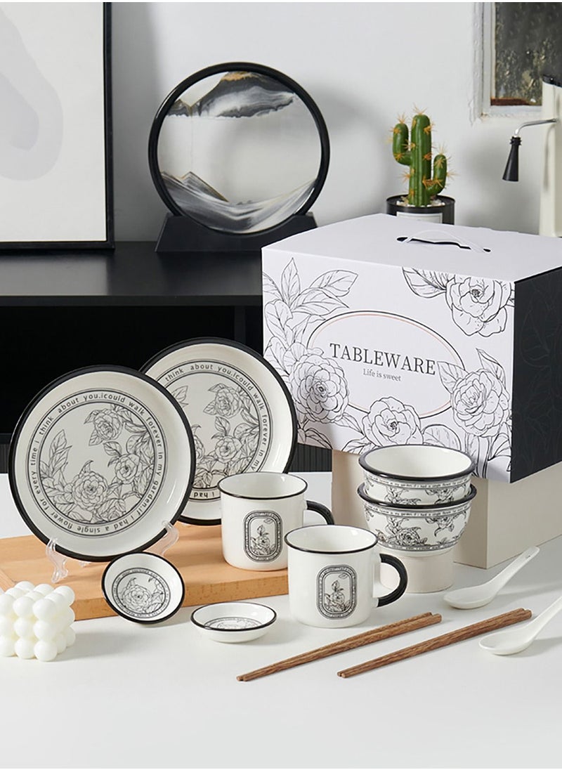 Merry Moments - Japanese Style Kitchen Dinnerware Set Plates Set Dishes Set Break Resistant Dishes Plates and Bowls Retro Ceramic Phnom Penh Tableware for Luxury Restaurant and Home 30 Pcs Serve 6 - Image 1