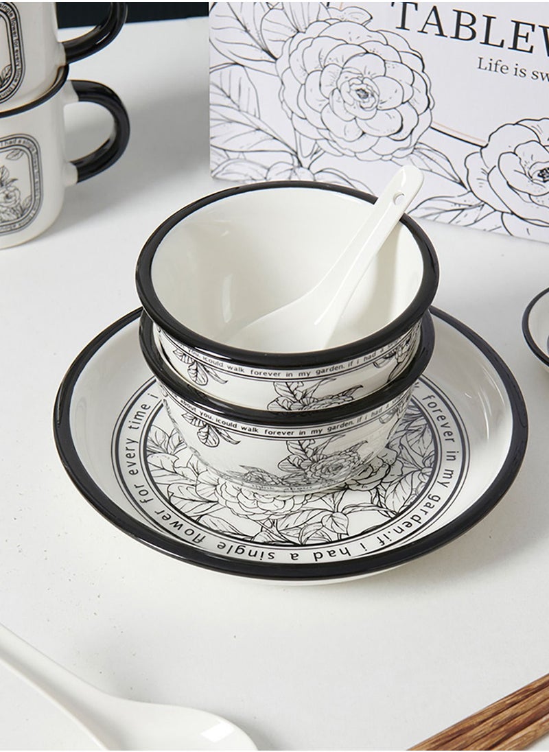 Merry Moments - Japanese Style Kitchen Dinnerware Set Plates Set Dishes Set Break Resistant Dishes Plates and Bowls Retro Ceramic Phnom Penh Tableware for Luxury Restaurant and Home 30 Pcs Serve 6 - Image 1