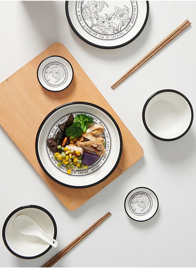 Merry Moments - Japanese Style Kitchen Dinnerware Set Plates Set Dishes Set Break Resistant Dishes Plates and Bowls Retro Ceramic Phnom Penh Tableware for Luxury Restaurant and Home 30 Pcs Serve 6 - Image 1